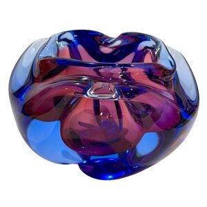 Vintage 1960s Josef Hospodka for Chribska Freeform Czech Art Glass Vase/Ashtray